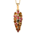 Multi-Tourmaline and White Zircon 2.90 ctw Floral Pendant Necklace in 18K Vermeil Yellow Gold Over Sterling Silver 20 Inches - Sticky add to cart bar