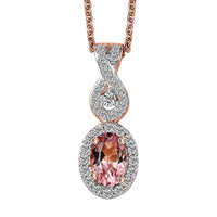 Premium Blush Tourmaline and Moissanite 0.75 ctw Infinity Love Pendant Necklace in 18K Vermeil Rose Gold Over Sterling Silver 20 Inches