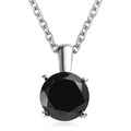 Thai Black Spinel Solitaire Pendant Necklace (20 Inches) in Stainless Steel 2.30 ctw - Sticky add to cart bar