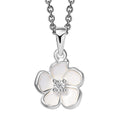 Diamond Accent Flower Pendant in Sterling Silver with Stainless Steel Necklace 20 Inches - Sticky add to cart bar