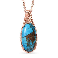 TLV Matrix Chestnut Brine Turquoise Pendant in 14K RG Over Copper with ION Plated RG Stainless Steel (20 Inches) 9.25 ctw