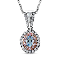 Santa Maria Aquamarine and Multi Gemstone 1.10 ctw Aqua Blossom Pendant Necklace in Rhodium Over Sterling Silver 20 Inches