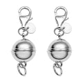 Set of 2 Rhodium Over Sterling Silver 9mm Round Magnetic Lock with Lobster Clasp (2.50 g) - Sticky add to cart bar