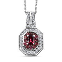 Ofiki Rubellite and Moissanite 1.50 ctw Pendant Necklace in Rhodium Over Sterling Silver 20 Inches