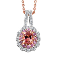 Premium Blush Tourmaline and Multi Gemstone 0.85 ctw Floral Pendant Necklace in 18K Vermeil Rose Gold Over Sterling Silver 20 Inches