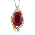 Niassa Ruby (FF), Moissanite Dragon Pendant Necklace (18 Inches) in 18K Vermeil YG and Rhodium Over Sterling Silver 14.80 ctw - Sticky add to cart bar