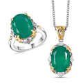 Karis Verde Onyx Ring (Size 5.0) and Pendant in 18K YG Plated and Platinum Bond with Stainless Steel Necklace (20 Inches) 11.00 ctw - Sticky add to cart bar