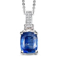 Kasmir Kyanite, White Zircon Pendant Necklace (20 Inches) in Rhodium Over Sterling Silver 3.10 ctw - Sticky add to cart bar