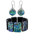 Abalone Shell Inlay, Resin Block Stretch Bracelet and Earrings in Sterling Silver - Sticky add to cart bar