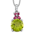 Hebei Peridot and Multi Gemstone 3.35 ctw Flutter Wing Pendant Necklace in Rhodium Over Sterling Silver 18 Inches - Sticky add to cart bar