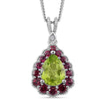 Hebei Peridot and Multi Gemstone 2.60 ctw Majestic Wall Pendant Necklace in Platinum and Rhodium Over Sterling Silver 18 Inches - Sticky add to cart bar