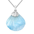 Larimar 34.60 ctw Seashell Pendant Necklace in Rhodium Over Sterling Silver 20 Inches - Sticky add to cart bar