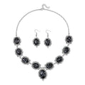 TLV Snowflake Jasper, Austrian Crystal Earrings and Necklace (20-22 Inches) in Silvertone 330.00 ctw - Sticky add to cart bar