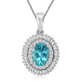 Madagascar Lagoon Apatite and Diamond 1.65 ctw Spirit of the Sea Pendant Necklace in Rhodium Over Sterling Silver 20 Inches - Sticky add to cart bar