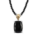 Epic Deal Thai Black Spinel Phoenix Pendant with Beaded Necklace (20 Inches) in 18K Vermeil YG and Rhodium Over Sterling Silver 109.60 ctw - Sticky add to cart bar