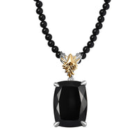 Epic Deal Thai Black Spinel Phoenix Pendant with Beaded Necklace (20 Inches) in 18K Vermeil YG and Rhodium Over Sterling Silver 109.60 ctw