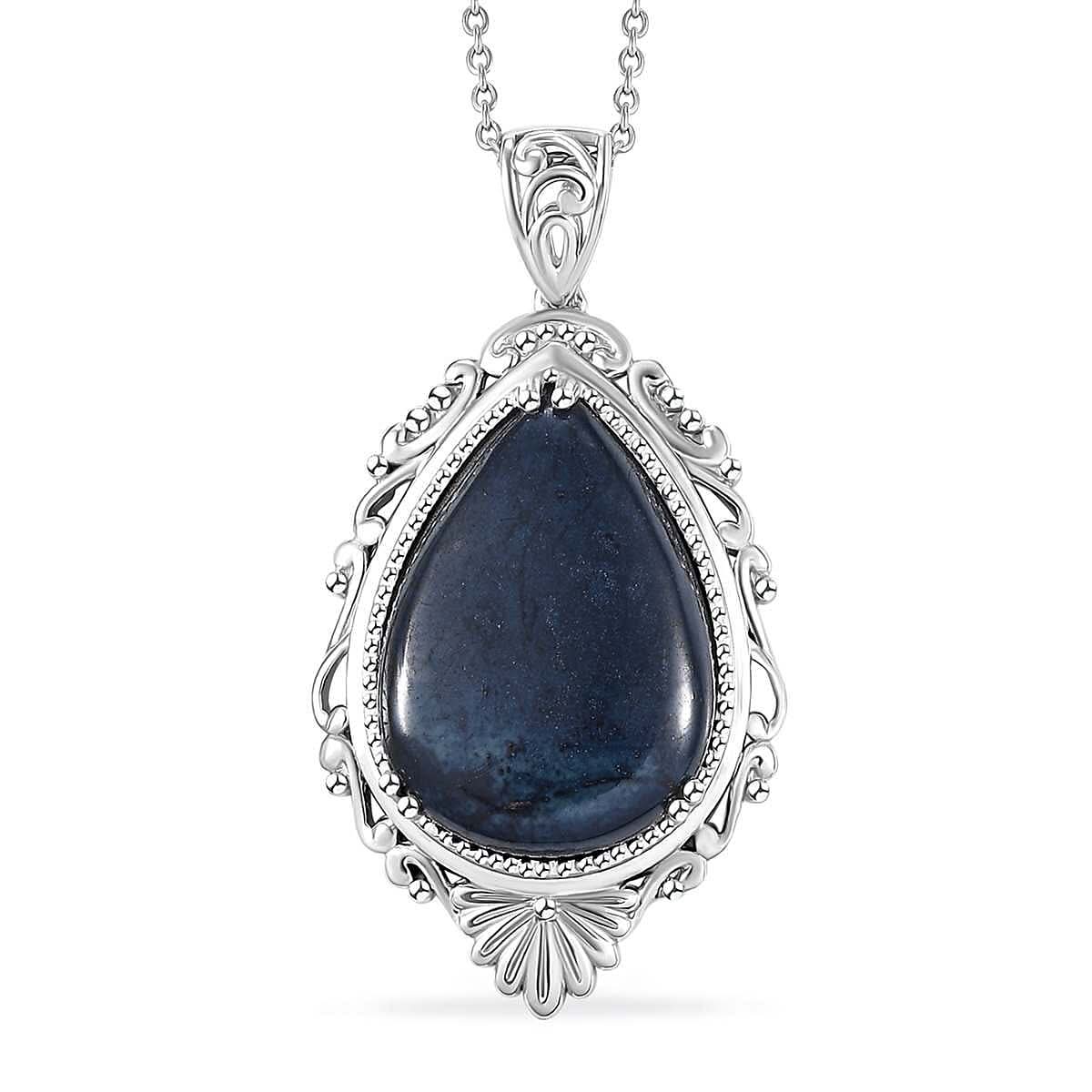 Karis Vivianite 16.00 ctw Pendant in Platinum Bond with Stainless Steel Necklace 20 Inches