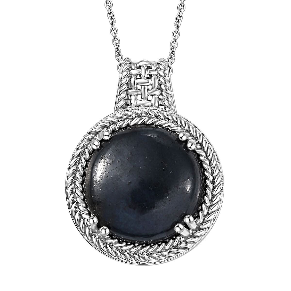 Karis Vivianite 8.25 ctw Pendant in Platinum Bond with Stainless Steel Necklace 20 Inches