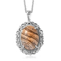 Karis Picture Jasper 23.00 ctw Pendant in Platinum Bond with Stainless Steel Necklace 20 Inches - Sticky add to cart bar