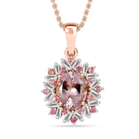 Certified & Appraised Iliana AAA Pink Morganite, Mahenge Spinel and G-H SI Diamond 2.50 ctw Floral Pendant Necklace in 18K Rose Gold 18 Inches