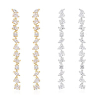 Lustro Stella Finest CZ Mixed Shapes Set of 2 Earrings in 14K YG and Rhodium Over Sterling Silver 26.00 ctw