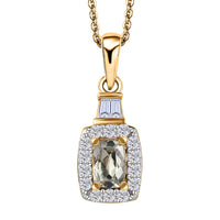 AAA Turkizite and White Zircon Halo Pendant Necklace 20 Inches