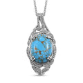 Karis Mojave Blue Turquoise 13.70 ctw Pendant in Platinum Bond with Stainless Steel Necklace 20 Inches - Sticky add to cart bar
