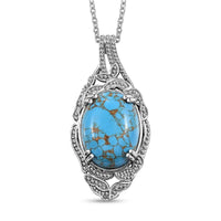Karis Mojave Blue Turquoise 13.70 ctw Pendant in Platinum Bond with Stainless Steel Necklace 20 Inches