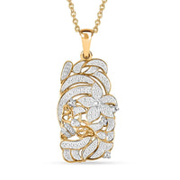 Karis White Diamond Accent Floral Pendant in Platinum Bond with Stainless Steel Necklace (20 Inches)