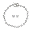 Doorbuster Moissanite 3.15 ctw Bracelet (6.50In) and Stud Earrings in Rhodium Over Sterling Silver - Sticky add to cart bar