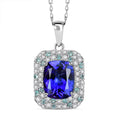 Certified & Appraised Rhapsody AAAA Tanzanite, Paraiba Tourmaline and E-F VS Diamond 4.26 ctw Pendant Necklace in 950 Platinum 18 Inches 6.06 Grams - Sticky add to cart bar