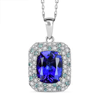 Certified & Appraised Rhapsody AAAA Tanzanite, Paraiba Tourmaline and E-F VS Diamond 4.26 ctw Pendant Necklace in 950 Platinum 18 Inches 6.06 Grams