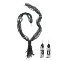 Black Resin and Ceramic Seed Bead Dangle Earrings and Multi Strand Necklace in Stainless Steel - Sticky add to cart bar