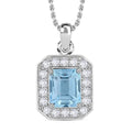 Blue Topaz and Simulated Diamond 3.20 ctw Pendant Necklace in Silvertone 18 Inches - Sticky add to cart bar