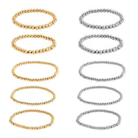 EverTrue Set of 10 Beaded Stretch Bracelet in ION Plated YG and Stainless Steel