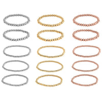 EverTrue Set of 15 Beaded Stretch Bracelet in ION Plated YRG and Stainless Steel