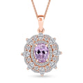 Martha Rocha Kunzite and Moissanite 4.20 ctw Celtic Love Knot Pendant Necklace in 18K Vermeil Rose Gold Over Sterling Silver 20 Inches - Sticky add to cart bar