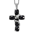 Karis Thai Black Spinel and Chrome Diopside 19.30 ctw Serpent Cross Pendant in Platinum Bond with Stainless Steel Necklace 24 Inches - Sticky add to cart bar
