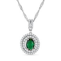 Lab Created Green Quartz and Simulated Diamond 2.90 ctw Pendant Necklace in Silvertone 18 Inches