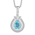 Blue Topaz and Simulated Diamond 2.85 ctw Teardrop Pendant Necklace in Silvertone 18 Inches - Sticky add to cart bar