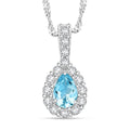 Blue Topaz and Simulated Diamond 2.15 ctw Pendant Necklace in Silvertone 18 Inches - Sticky add to cart bar