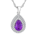 African Amethyst and Simulated Diamond 3.00 ctw Pendant Necklace in Silvertone 18 Inches - Sticky add to cart bar