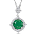 Simulated Emerald and Simulated Diamond 4.50 ctw Pendant Necklace in Silvertone 18 Inches - Sticky add to cart bar