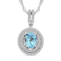 Blue Topaz and Simulated Diamond 2.30 ctw Pendant Necklace in Silvertone 18 Inches - Sticky add to cart bar