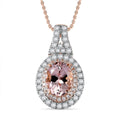 Certified & Appraised Luxoro AAA Pink Morganite and G-H I2 Diamond 2.35 ctw Double Halo Pendant Necklace 20 Inches in 14K Rose Gold - Sticky add to cart bar