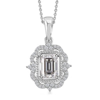 Moissanite 2.00 ctw Ice Castle Pendant Necklace in Rhodium Over Sterling Silver 20 Inches