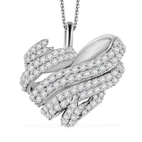 GP Diamond Heart Pendant Necklace (20 Inches) in Rhodium Over Sterling Silver 0.50 ctw