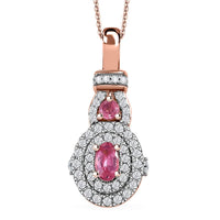 Mahenge Spinel and White Zircon 0.80 ctw Blossom Embrace Pendant Necklace in 18K Vermeil Rose Gold Over Sterling Silver 20 Inches