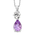 Simulated Amethyst and Simulated Diamond 3.10 ctw Pendant Necklace in Silvertone 18 Inches - Sticky add to cart bar