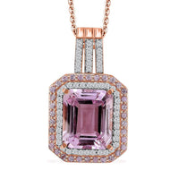 Doorbuster Premium Martha Rocha Kunzite and Multi Gemstone 9.80 ctw Pendant Necklace in 18K Vermeil Rose Gold Over Sterling Silver 20 Inches
